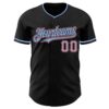 Custom Black Medium Pink-Light Blue Authentic Baseball Jersey