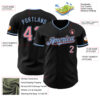 Custom Black Medium Pink-Light Blue Authentic Baseball Jersey