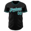 Custom Black Teal-White Authentic Baseball Jersey