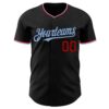 Custom Black Light Blue-Red Authentic Baseball Jersey