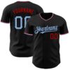 Custom Black Light Blue-Red Authentic Baseball Jersey