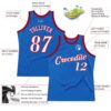 Custom Blue White-Red Authentic Throwback Basketball Jersey