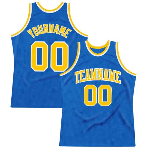 Blue0047 Custom Blue Gold-White Authentic Throwback Basketball Jersey