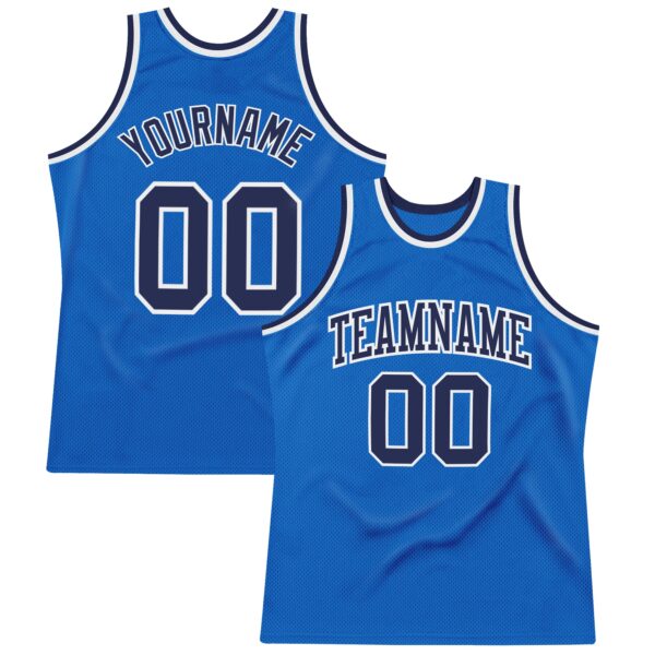 Custom Blue Navy-White Authentic Throwback Basketball Jersey