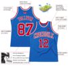 Custom Blue Red-White Authentic Throwback Basketball Jersey