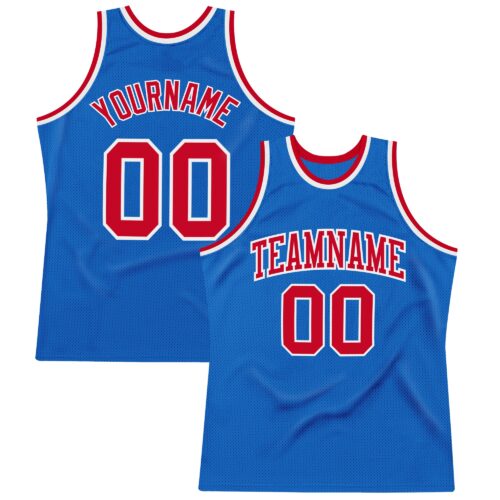 Blue0050 Custom Blue Red-White Authentic Throwback Basketball Jersey