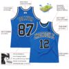 Custom Blue Black-White Authentic Throwback Basketball Jersey