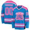 Custom Blue Pink-White Hockey Jersey