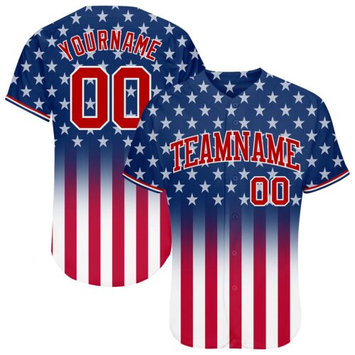 Blue0066_88c40098-c008-4b2b-8c67-4d39c0d06ca4 Custom Blue Red-White 3D American Flag Fashion Authentic Baseball Jersey