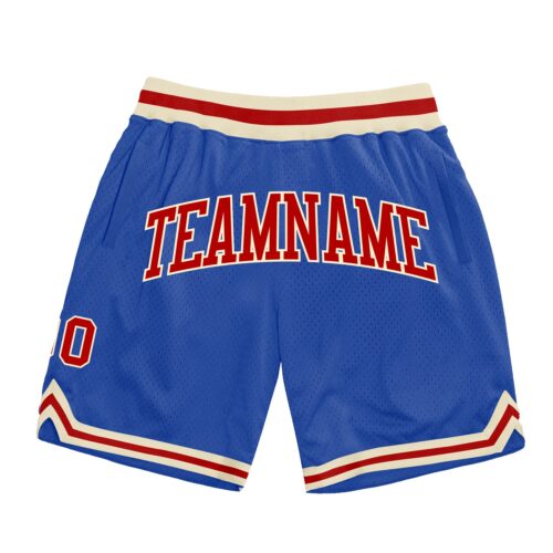 Blue0087 Custom Blue Red-Cream Authentic Throwback Basketball Shorts