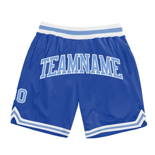 Blue0091 Custom Blue Light Blue-White Authentic Throwback Basketball Shorts