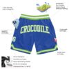 Custom Blue White-Neon Green Authentic Throwback Basketball Shorts