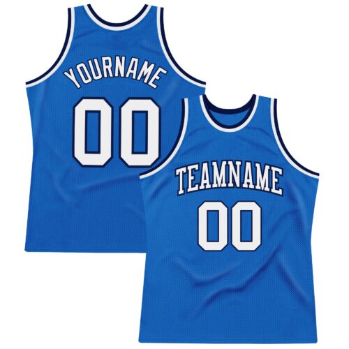 Blue0101 Custom Blue White-Navy Authentic Throwback Basketball Jersey
