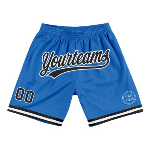 Blue0109 Custom Blue Black-White Authentic Throwback Basketball Shorts