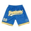 Custom Blue White-Gold Authentic Throwback Basketball Shorts