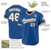 Custom Blue White-Old Gold Authentic Throwback Baseball Jersey