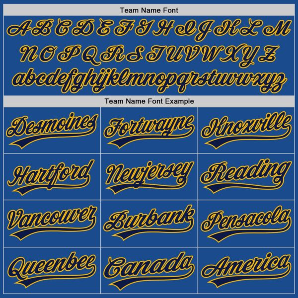Custom Blue Navy-Gold Authentic Throwback Baseball Jersey