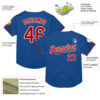 Custom Blue Red-White Mesh Authentic Throwback Baseball Jersey