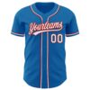 Custom Blue White-Red Authentic Baseball Jersey