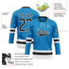 Custom Blue Black-White Hockey Lace Neck Jersey