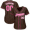 Custom Brown White Pinstripe Pink-White Authentic Baseball Jersey