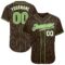 Custom Brown White Pinstripe Neon Green-White Authentic Baseball Jersey