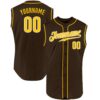 Custom Brown Gold-White Authentic Sleeveless Baseball Jersey