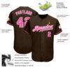 Custom Brown Pink-White Authentic Baseball Jersey
