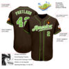 Custom Brown Neon Green-White Authentic Baseball Jersey