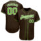 Custom Brown Neon Green-White Authentic Baseball Jersey