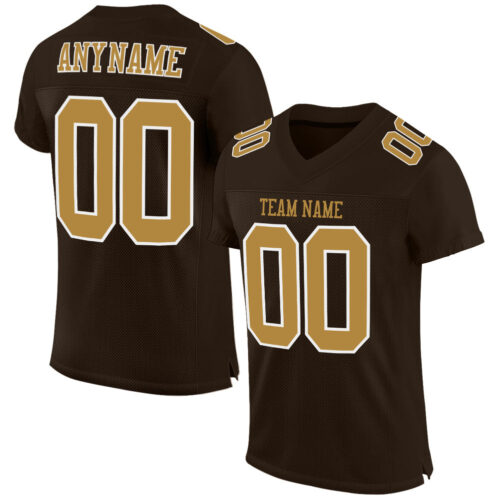 Brown0114 Custom Brown Old Gold-White Mesh Authentic Football Jersey