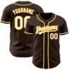 Custom Brown White-Gold Authentic Baseball Jersey