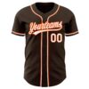 Custom Brown White-Orange Authentic Baseball Jersey