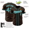 Custom Brown Teal-White Authentic Baseball Jersey