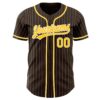 Custom Brown White Pinstripe Gold Authentic Baseball Jersey