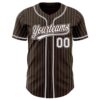 Custom Brown White Pinstripe Gray Authentic Baseball Jersey