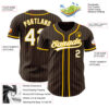 Custom Brown White Pinstripe Yellow Authentic Baseball Jersey