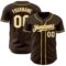 Custom Brown Cream-Old Gold Authentic Baseball Jersey