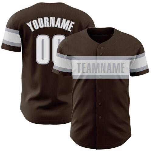 Brown0171 Custom Brown White-Gray Authentic Baseball Jersey