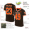 Brown0175-1 Custom Brown Orange-White Mesh Authentic Throwback Football Jersey