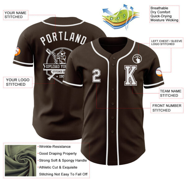 Custom Brown White Authentic Baseball Jersey