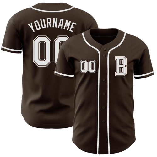 Brown0186_a171aabd-5109-4229-a909-b05338a0b2c5 Custom Brown White Authentic Baseball Jersey
