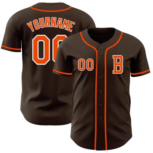 Brown0188_6f1f18e4-d8bb-4965-a95b-49fc78923c0c Custom Brown Orange-White Authentic Baseball Jersey