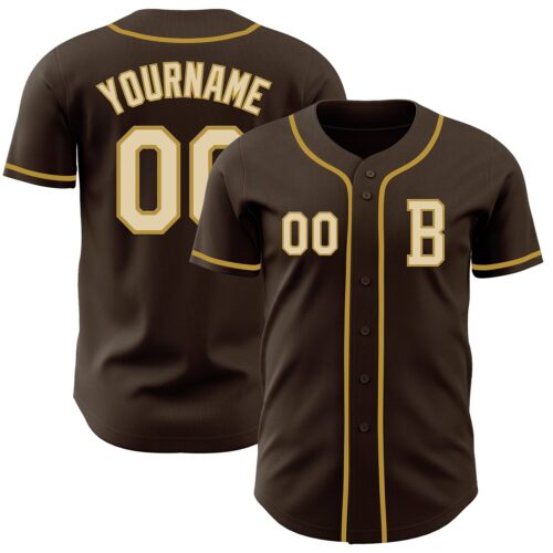 Brown0191_50a4b0c4-4618-4662-99ee-7d8ad10266c7 Custom Brown Cream-Old Gold Authentic Baseball Jersey