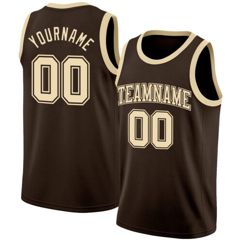 Brown0197 Custom Brown Cream Authentic Basketball Jersey