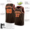 Custom Brown Orange-White Authentic Basketball Jersey