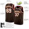 Custom Brown White-Orange Authentic Basketball Jersey