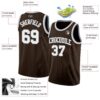 Custom Brown White-Gray Authentic Basketball Jersey