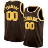 Custom Brown Gold-White Authentic Basketball Jersey