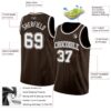 Custom Brown White Authentic Basketball Jersey